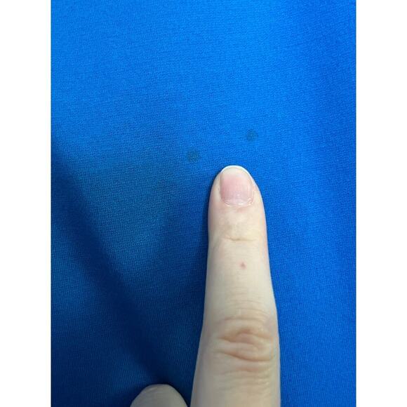 Diane Von Furstenberg Women's 12 Dress Blue Pele Leather Panel Mini Bodycon FLAW - Picture 6 of 16